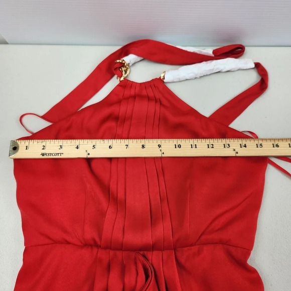 BCBGMAXAZRIA Milania Chain Link Red Berry Halter Maxi Dress Size 4 NWOT - Picture 13 of 15